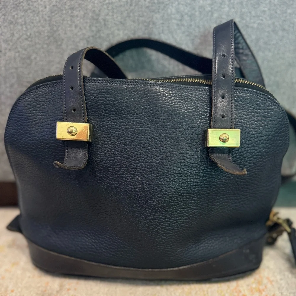 Vintage Dooney and Bourke Pebbled Navy Purse - Picture 2 of 4